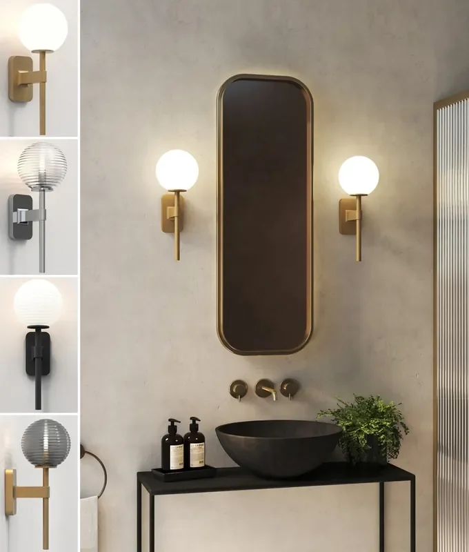 Slim Wall Light with Globe Shade – IP44 Rated