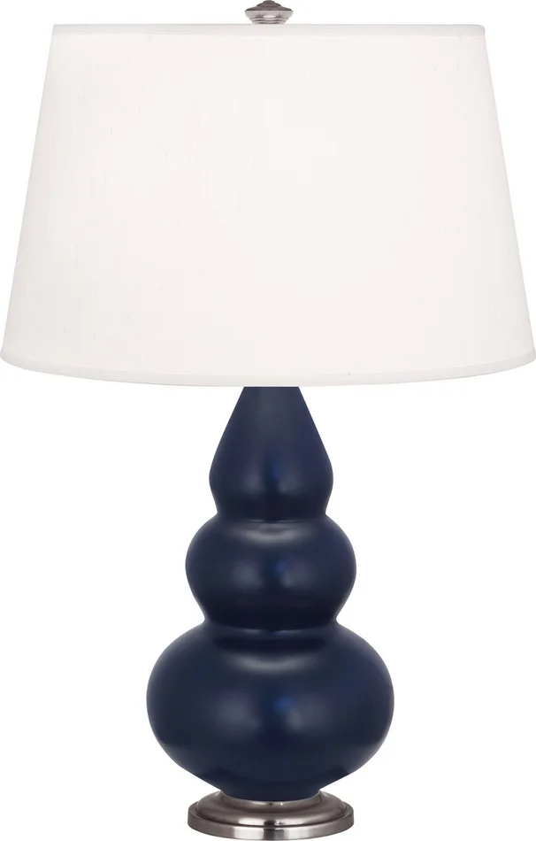 Small Triple Gourd One Light Accent Lamp in Matte Midnight Blue Glazed Ceramic w/Antique Silvered (165|MMB32)