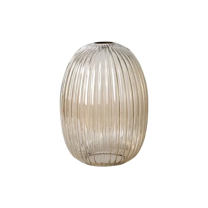 Small Tubular Almond Baron Ribbed Glass Shades
