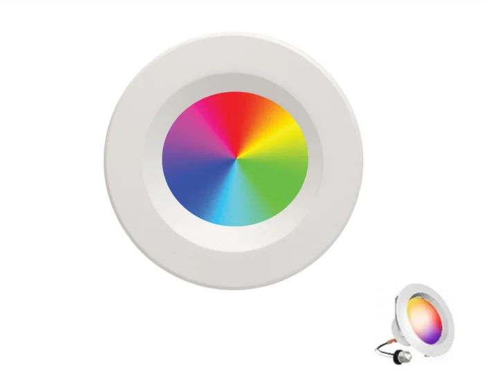 Smart App Compatible RGBW Smooth Recessed Light Trim- 6″ Round, 850 Lumens, 13 Watts, 120 Voltage