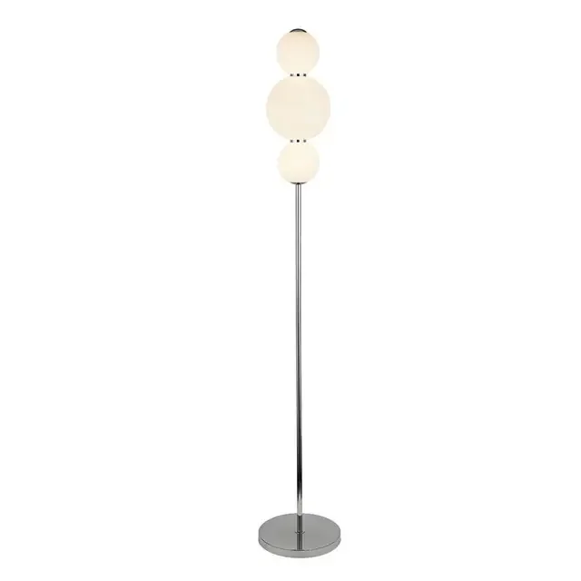 Snowball 3 Light Chrome with Opal Glass Shade Floor Lamp