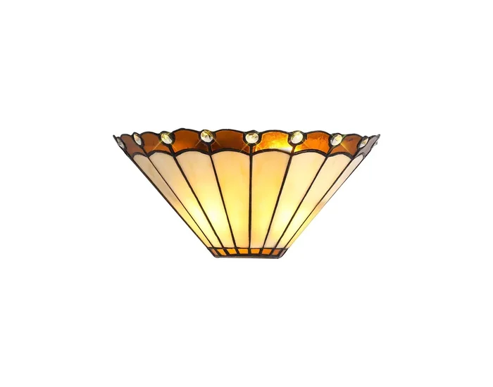 Solana Tiffany Wall Lamp, 2 x E14, Amber-Cream-Crystal