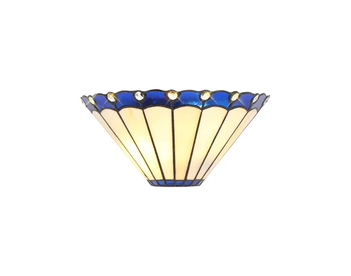 Solana Tiffany Wall Lamp, 2 x E14, Blue-Cream-Crystal
