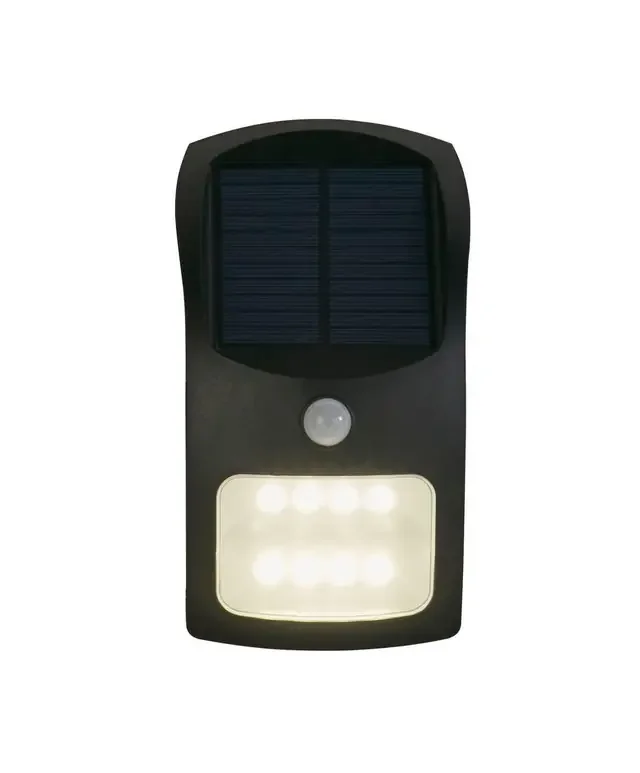 Solar Black with White Diffuser and PIR Rectangle IP44 Wall Light