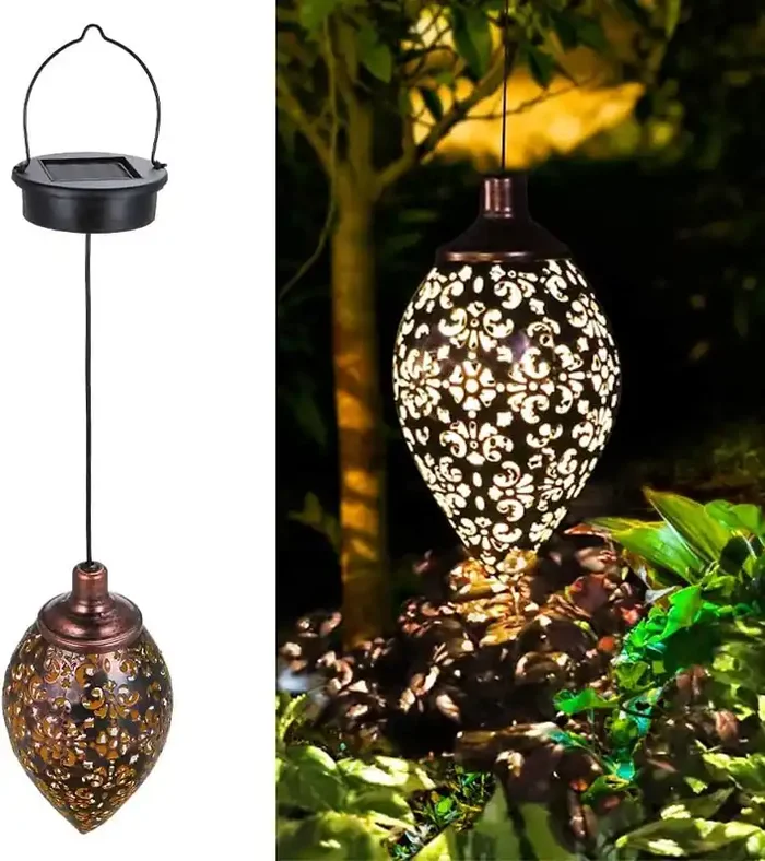 Solar Lantern Light – Outdoor Hanging Metal LED Lamp for Garden, Patio, Porch, Yard, Lawn, Courtyard Décor & Decorative Accessories