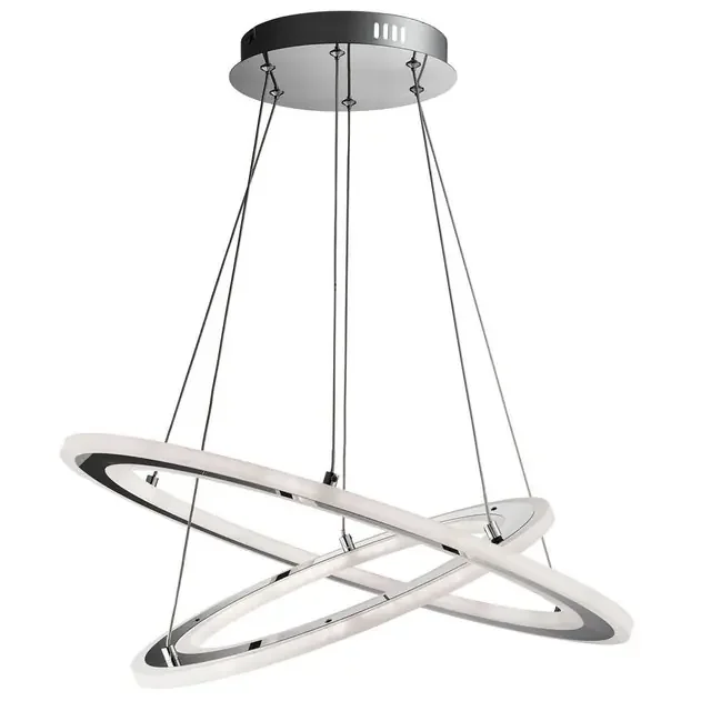 Solexa 2 Hoops Chrome with Frosted Acrylic Led Pendant Light