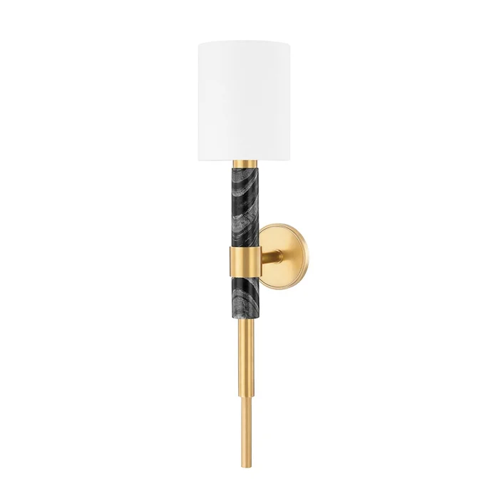 Solstice One Light Wall Sconce in Vintage Brass & Black Marble (68|396-01-VB/BM)