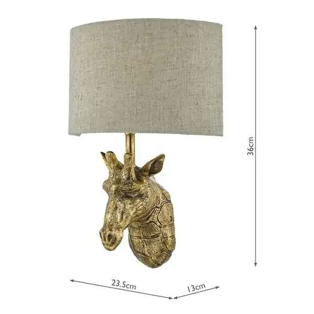 Sophie Gold Giraffe with Natural Linen Shade Wall Light