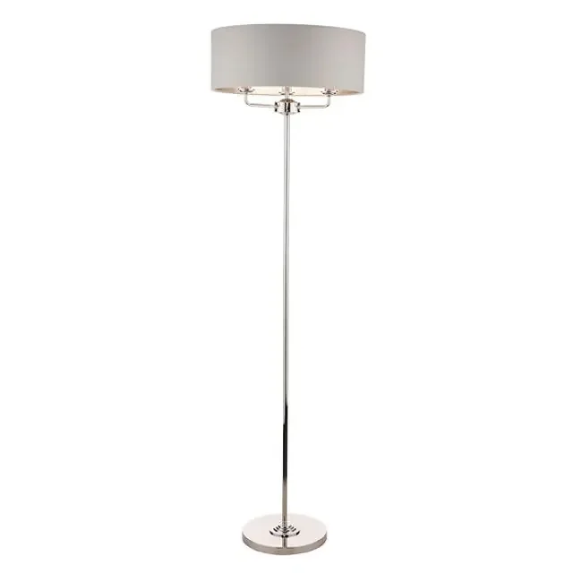 Sorrento 3 Light Polished Nickel with Silver Shade Floor Lamp