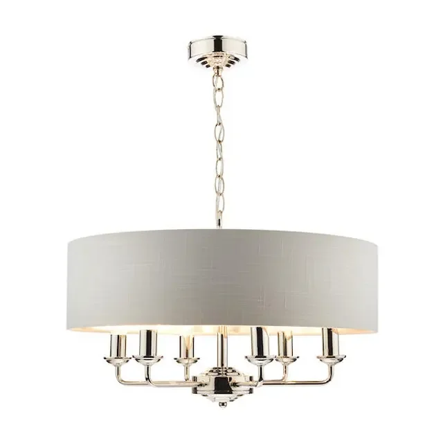 Sorrento 6 Light Polished Nickel Armed Fitting with Silver Shade Ceiling Light