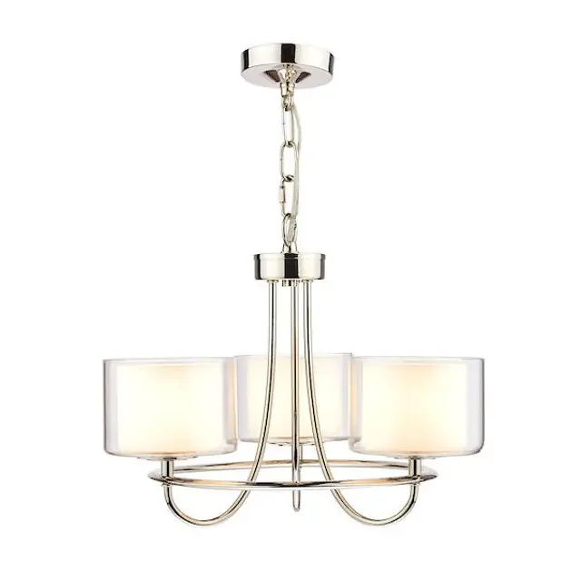Southwell 3 Light Polished Nickel & Glass Shades Chandelier
