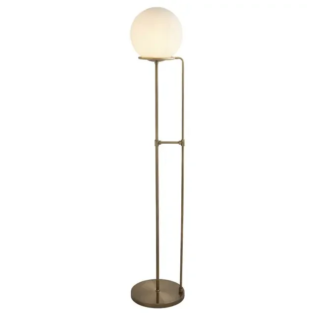 Sphere Antique Brass with Opal Glass Shades Floor Lamp