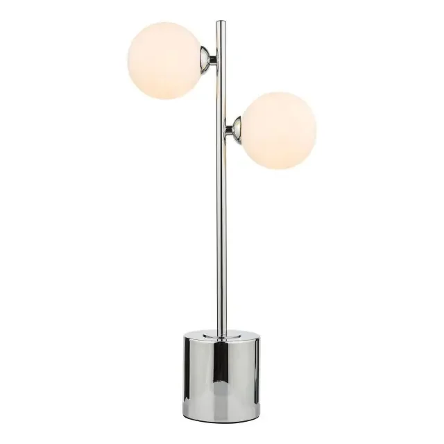 Spiral 2 Light Polished Chrome with Opal Glass Spheres Table Lamp
