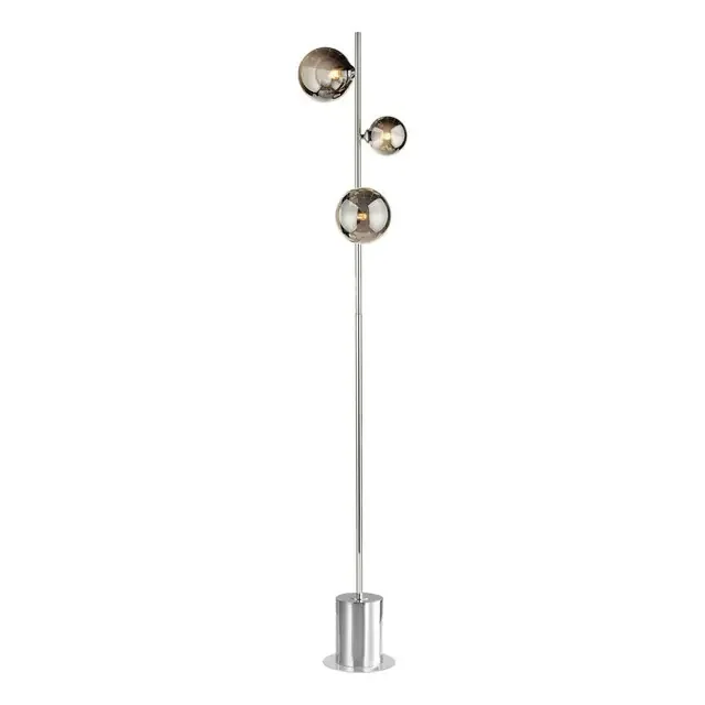 Spiral 3 Light Polished Chrome with Smoked Glass Floor Lamp