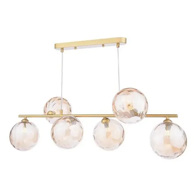 Spiral 6 Light Matt Gold with Champagne Dimpled Glass Bar Pendant Light – Clearance