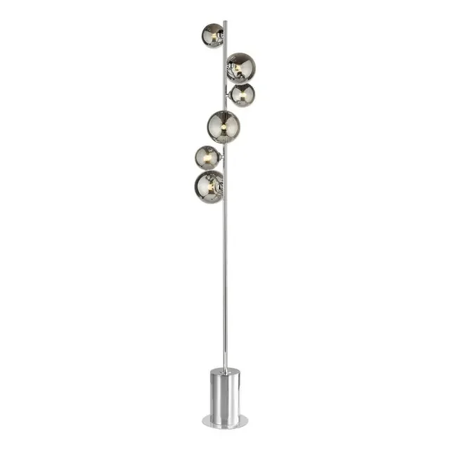 Spiral 6 Light Polished Chrome with Smoked Glass Floor Lamp