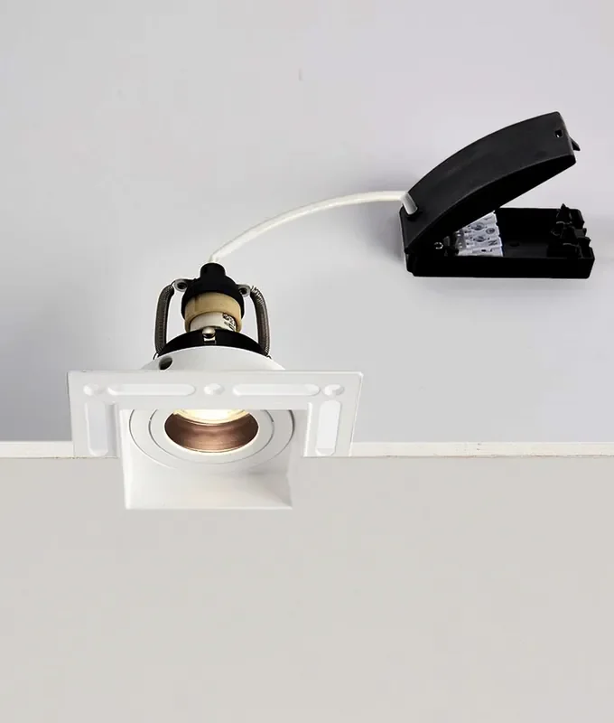 Square Trimless Plaster-In Downlight – Adjustable