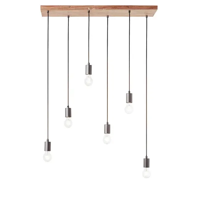 Stellan 6 Light Oak with Anthracite Bar Pendant Light