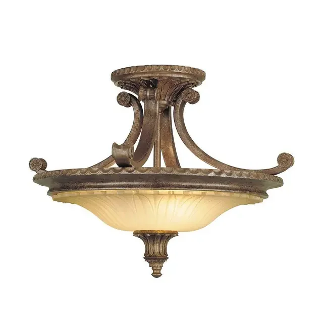 Stirling Castle 2 Light British Bronze Semi Flush Ceiling Light