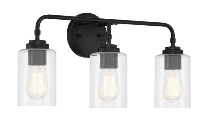Stowe Three Light Vanity in Flat Black (46|56003-FB)