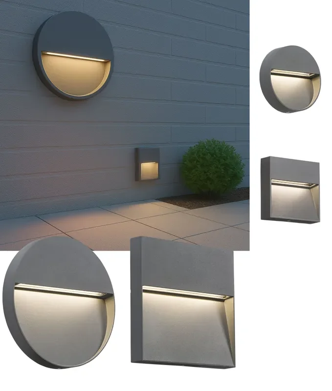 Straight to Mains Surface-Mounted LED Guide Light – Square or Round, Anthracite Grey