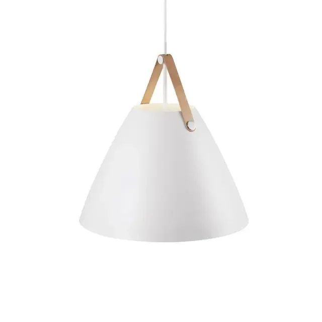Strap 48 White with Leather Strap Pendant Light