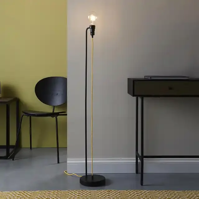 Studio Matt Black with Yellow Fabric Cable Floor Lamp