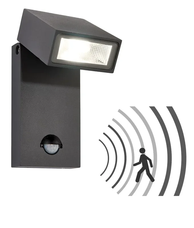 Stylish Adjustable Exterior Wall Mounted LED Floodlight with Movement Sensor