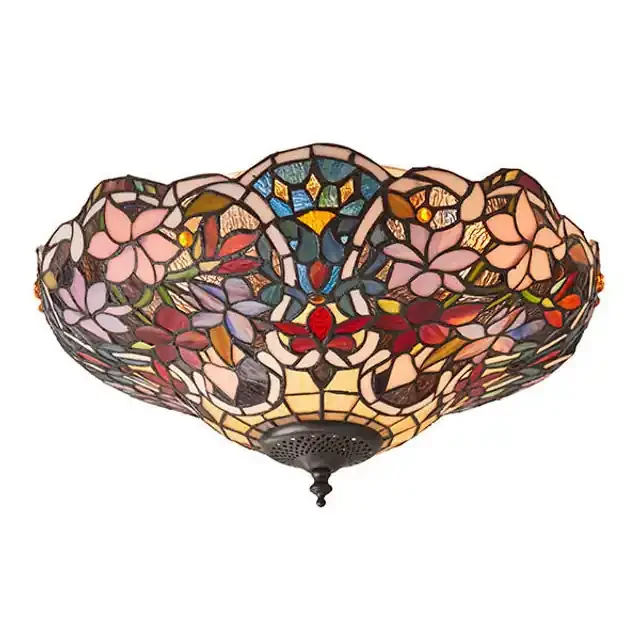 Sullivan 2 Light Black Medium Tiffany Flush Ceiling Light