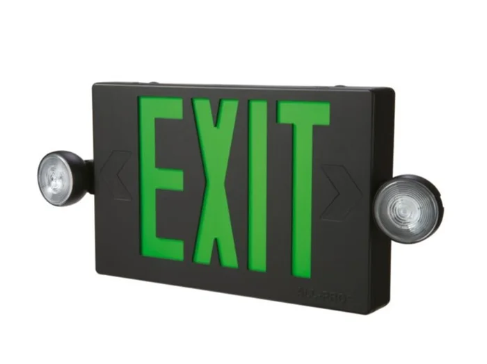 Sure-Lites APC7G Self-Powered LED Emergency Light and Exit Sign Combo, AC Only, White with Green Letters