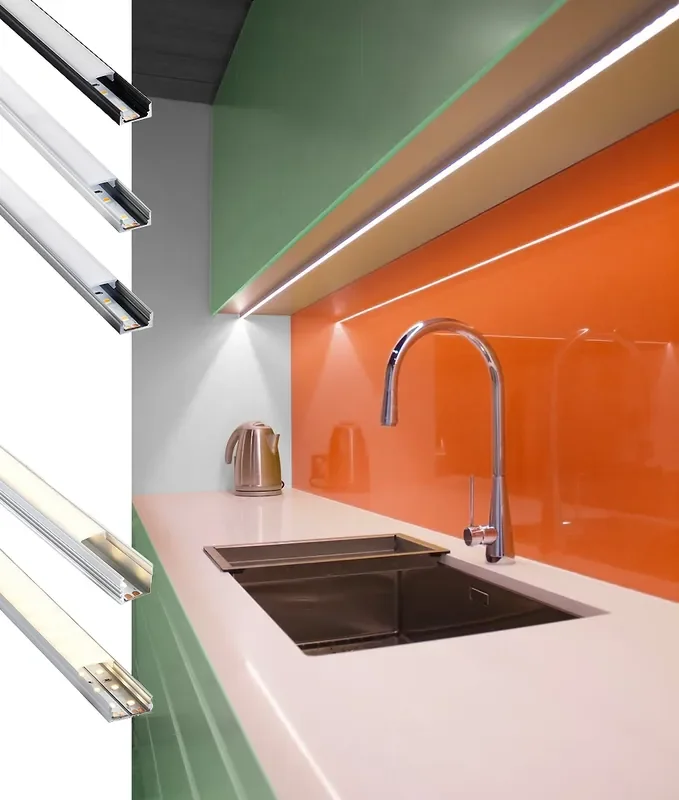 Surface-Mounted LED Profile For Use Under Kitchen Cabinets