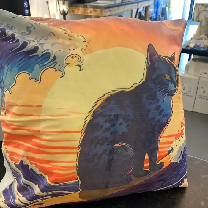 Surfing Cat Couch Cushion