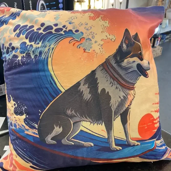 Surfing Shiba Couch Cushion