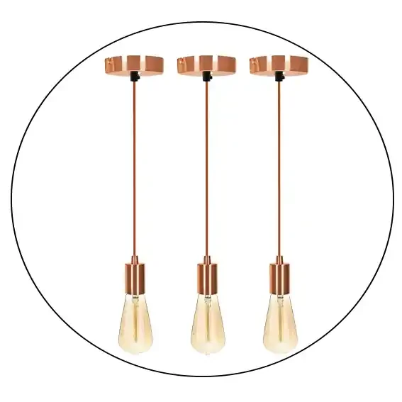 Suspended Ceiling Rose Braided Fabric Flex Rose Gold Pendant Lamp Holder Light Fitting Lighting~1252