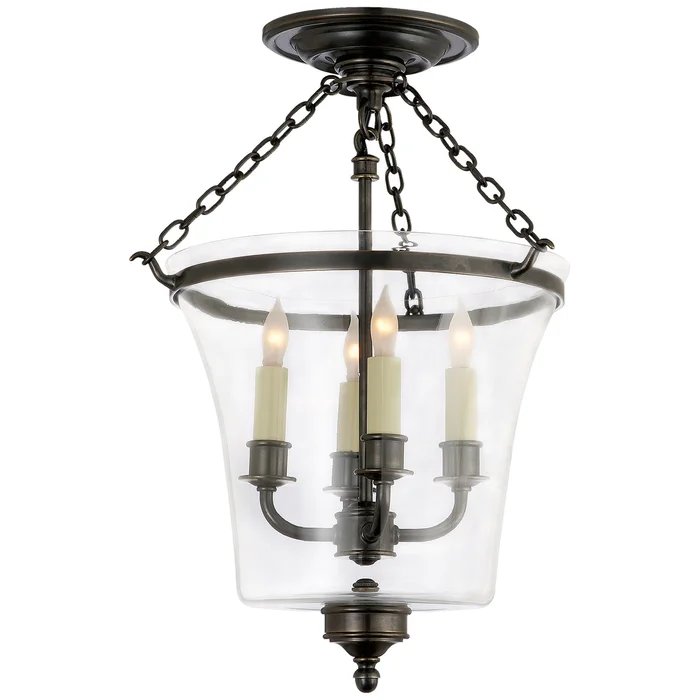 Sussex Bell Jar Four Light Semi-Flush Mount, Bronze