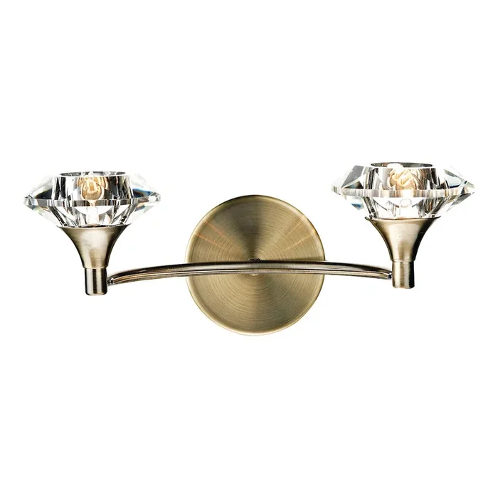 Switched Double Wall Bracket Antique Brass Crystal (0183LUT0975)