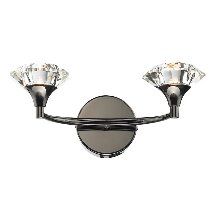 Switched Double Wall Bracket Black Chrome Crystal (0183LUT0967)