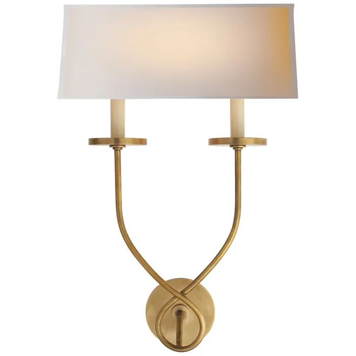 Symmetric Twist Two Light Wall Sconce, Antique-Burnished Brass