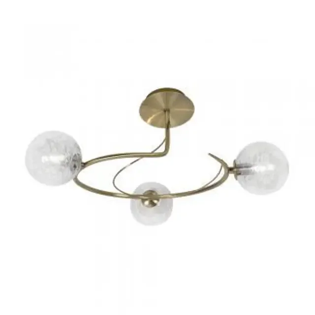 Tabia 3 Light Antique Brass with Clear Glass Ball Semi Flush Ceiling Light