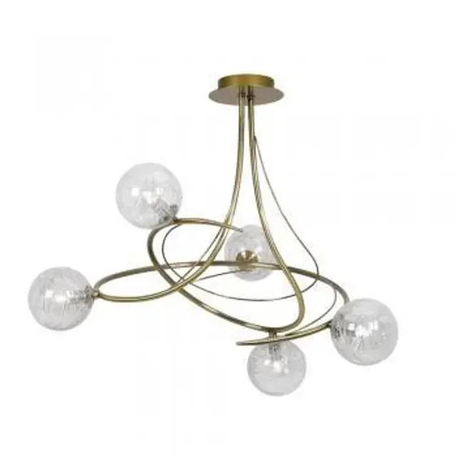 Tabia 5 Light Antique Brass with Clear Glass Ball Semi Flush Ceiling Light