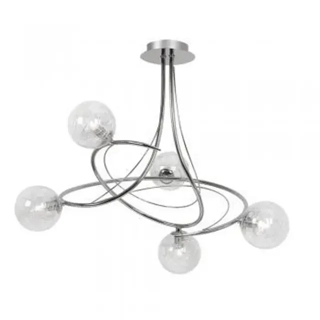 Tabia 5 Light Chrome with Clear Glass Ball Semi Flush Ceiling Light
