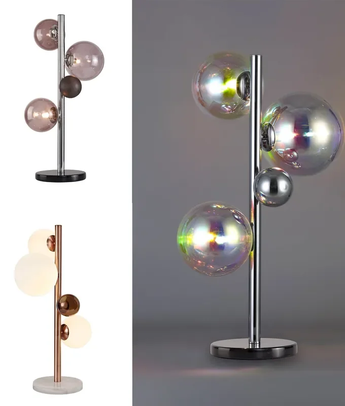 Table Light with Glass Shades & Decorative Detail