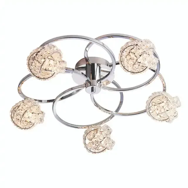 Talia 5 Light Chrome with Clear Crystal Semi-Flush Ceiling Light