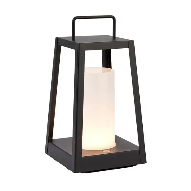 Tallow Matt Black with White Diffuser IP44 Portable Lamp