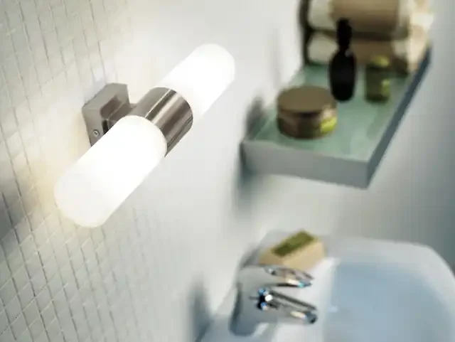 Tangens 2 Light Brushed Steel IP44 Bathroom Wall Light