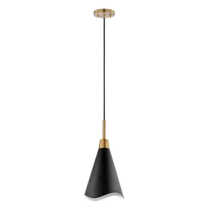 Tango One Light Pendant in Matte Black / Burnished Brass (72|60-7470)