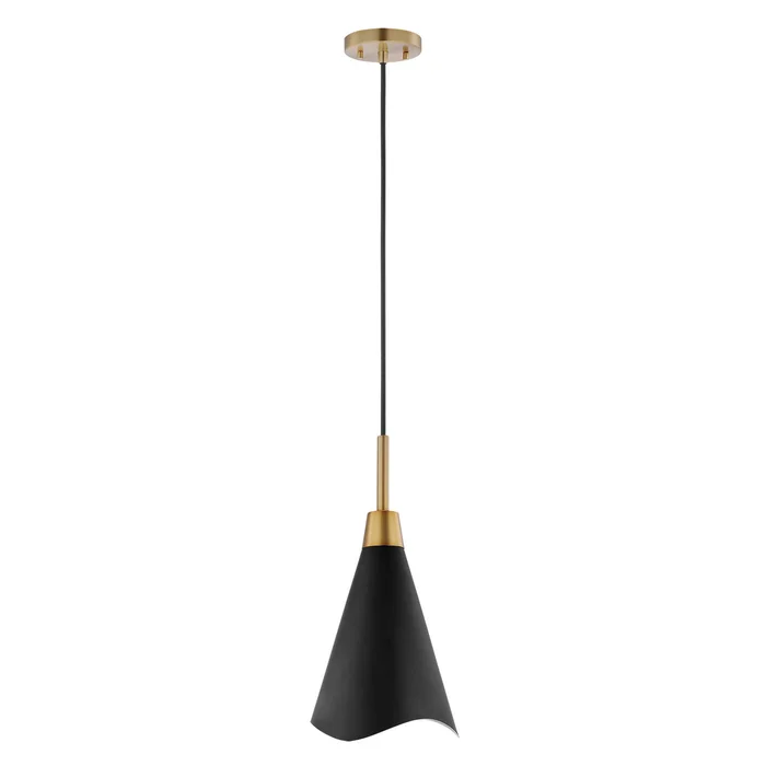 Tango One Light Pendant in Matte Black / Burnished Brass (72|60-7476)