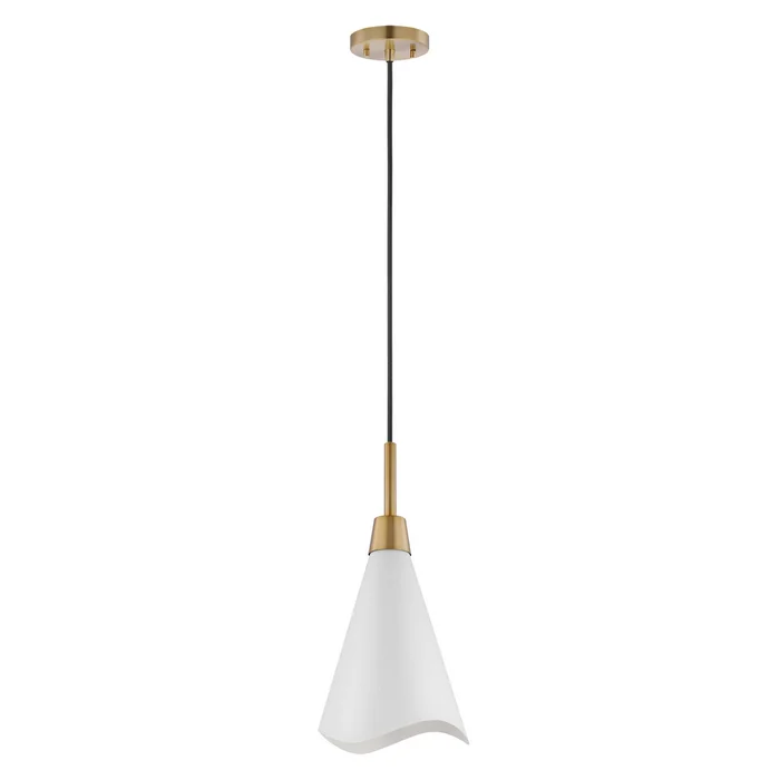 Tango One Light Pendant in Matte White / Burnished Brass (72|60-7471)