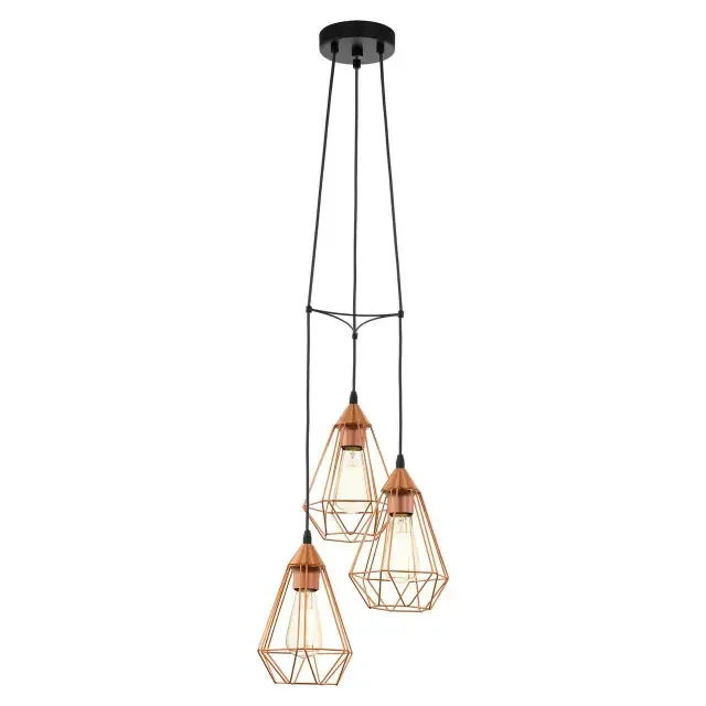 Tarbes Black with Copper Coloured Shade Pendant Light