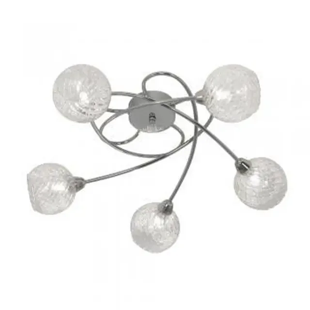 Tarn 5 Light Chrome with Glass Diffuser Semi Flush Ceiling Light